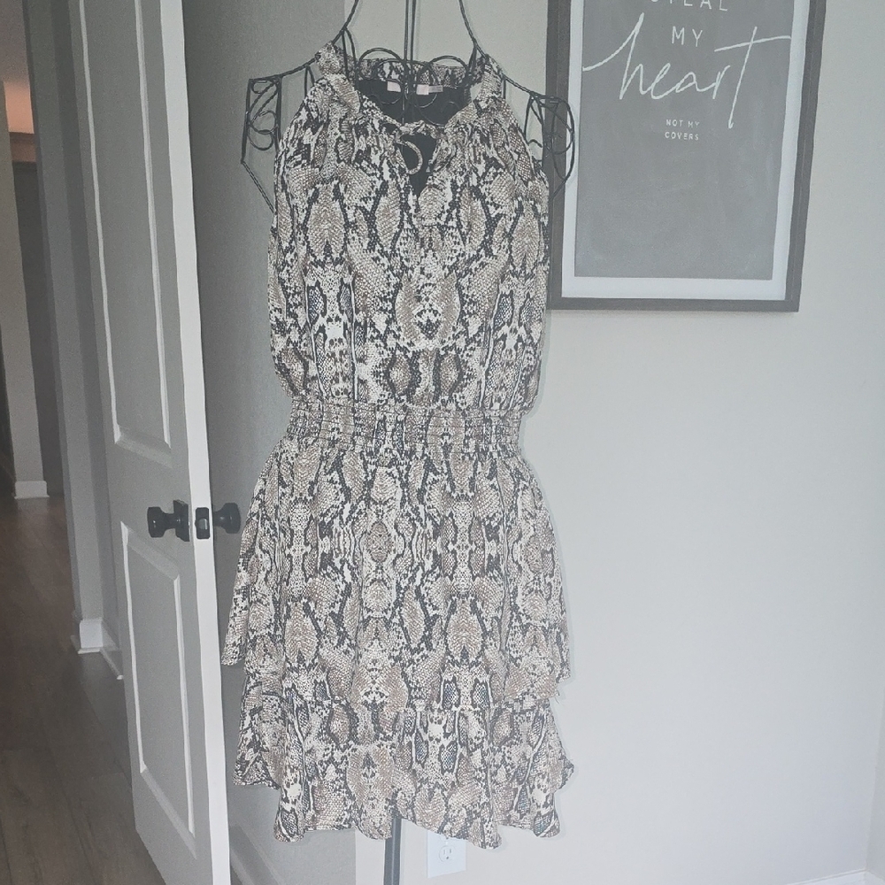 Like New! Stylish Snake Print Halter Dress Size M